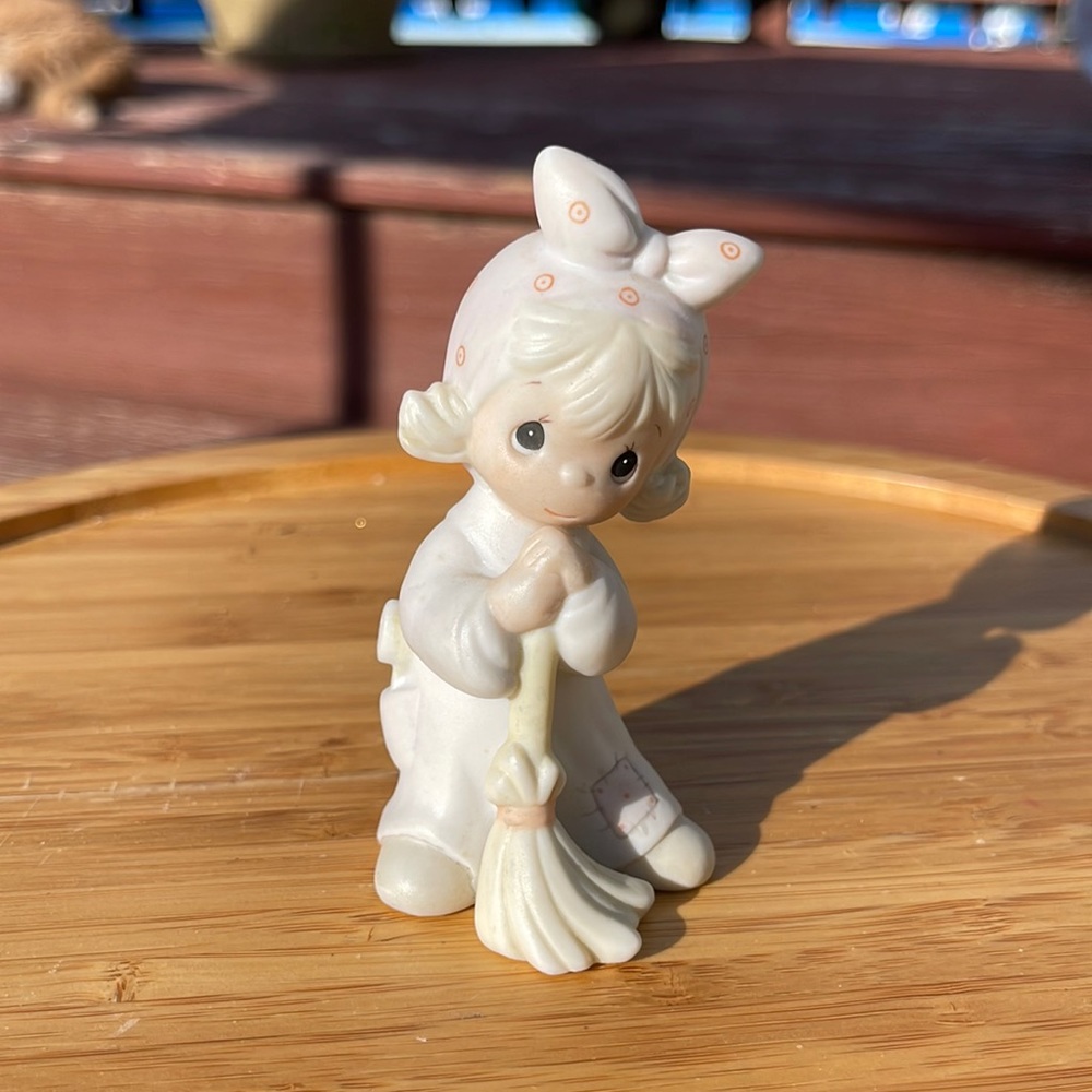 Precious Moments "Isn't He Precious" Girl Figurine with Broom